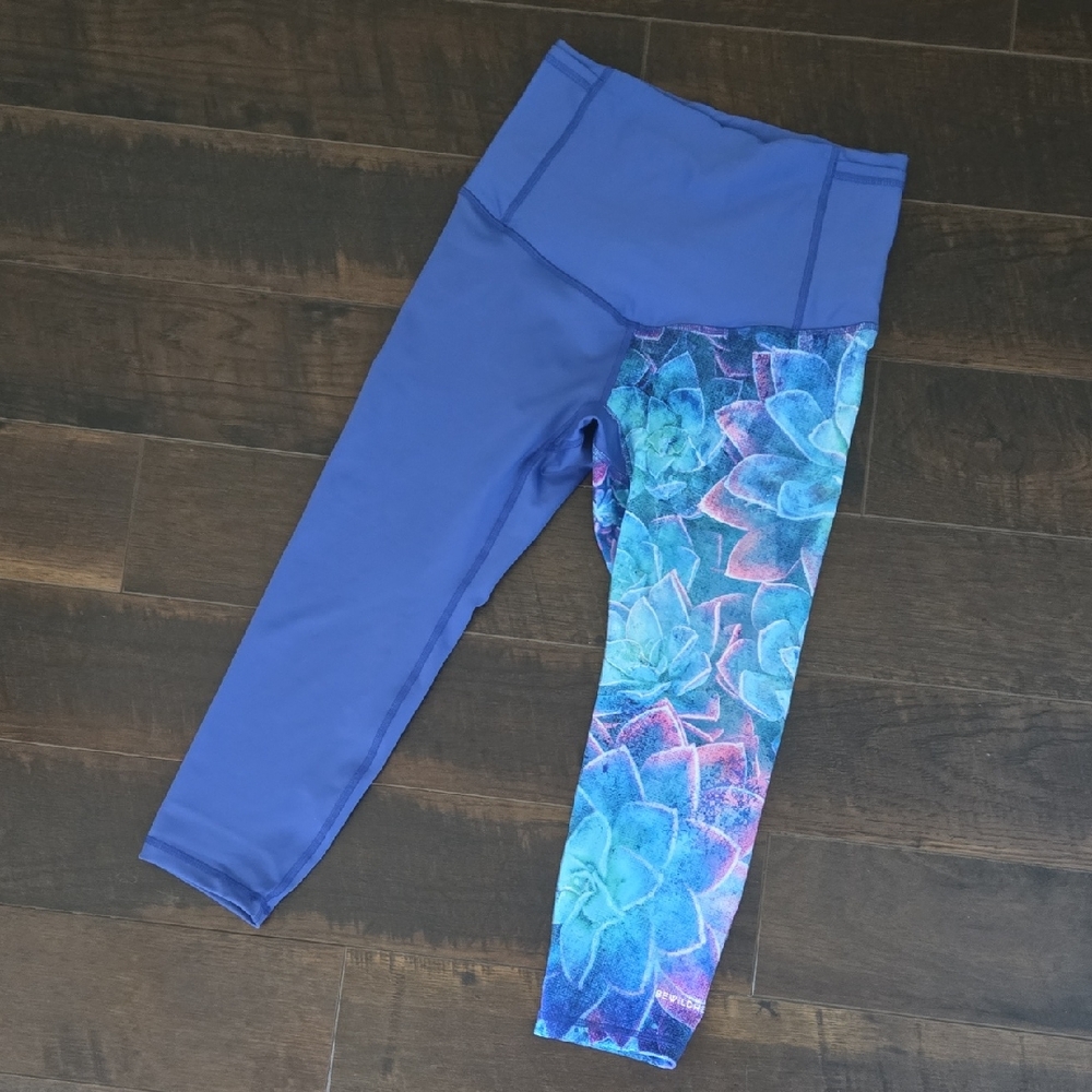 Bewilder Blue Succulent Running Tights